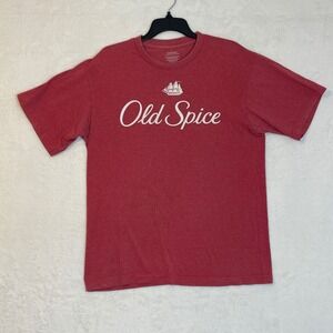Old Spice Red Graphic T Shirt Mens Size Large Sailboat Logo Short Sleeve